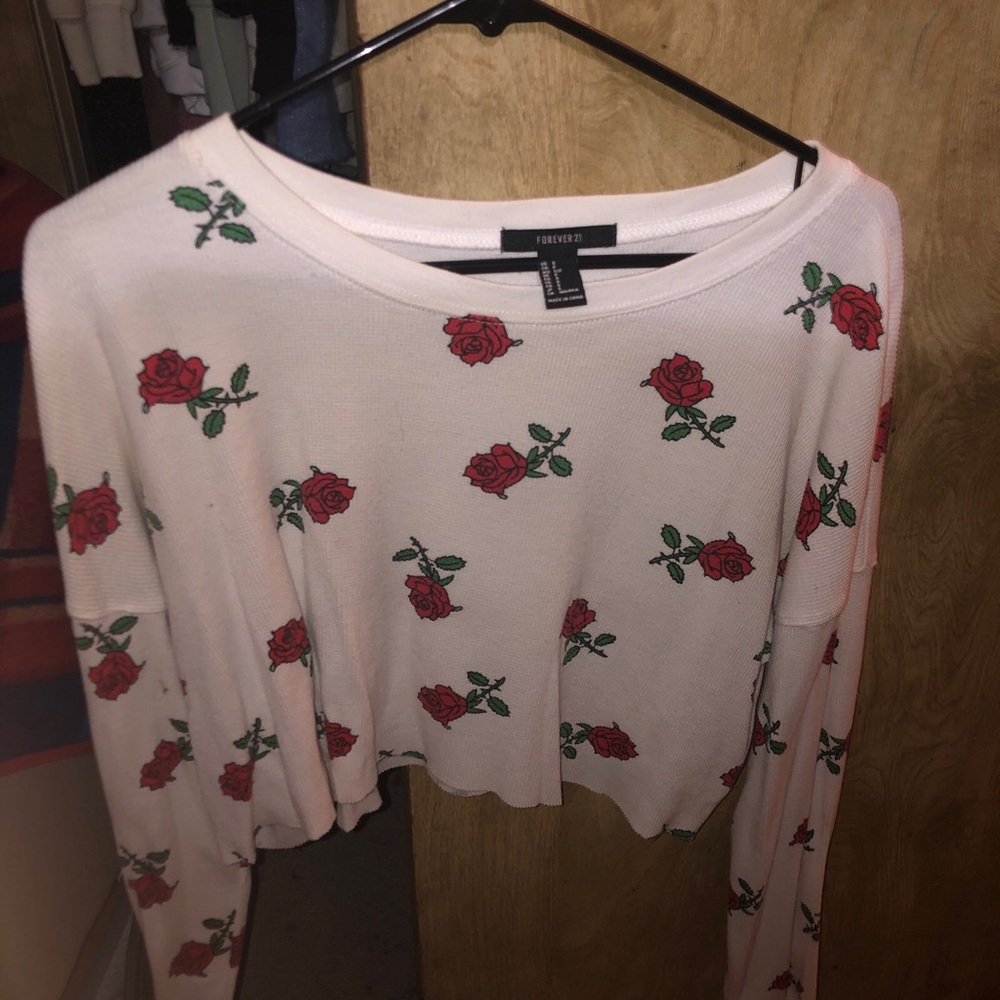 Multicolored Long Sleeve Crop Blouse
